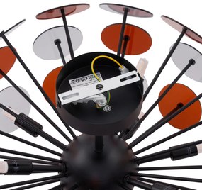 Art Deco plafondlamp zwart met amber en smoke - Atomic