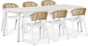 Tuinset 6 personen 220 cm Kunststof Wit Domani Furniture Toscano/Tavano