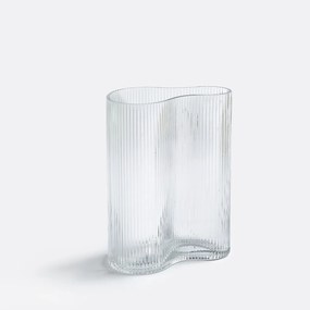 Vaas in geribbeld smoked glas H21 cm, Anija