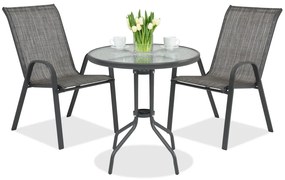Modena metalen tuinmeubel voor 2 personen met kleine tafel Garden Point grijs