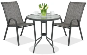 Modena metalen tuinmeubel voor 2 personen met kleine tafel Garden Point grijs