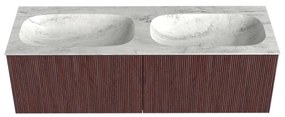 Mondiaz Kurve-dlux 140cm badmeubel ruby met 2 lades en wastafel stor small dubbel zonder kraangat opalo