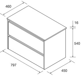 Muebles Project badmeubel 80cm met 2 lades en toppaneel zwart mat