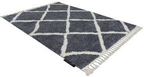 Tapijt BERBER CROSS B5950 grijskleuring / witrand ,  Barber , marokkaanse shaggy