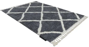 Tapijt BERBER CROSS B5950 grijskleuring / witrand ,  Barber , marokkaanse shaggy
