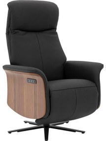 Goossens Relaxstoel Finesse, Recliner electrisch (3 motorig) met notenkleurige zijkant