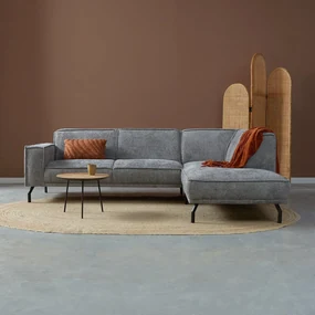 Moderne Hoekbank Grijs Ottoman Rechts