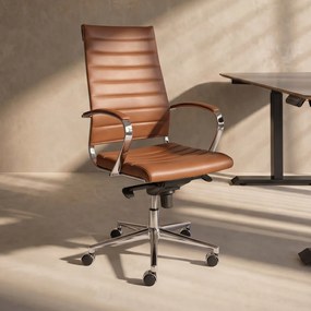 Design Bureaustoel Van Bruin PU-leder