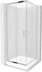 Mexen Rio vierkante douchecabine 90 x 90 cm, matglas, chroom + douchebak, wit - 860-090-090-01-30-4510