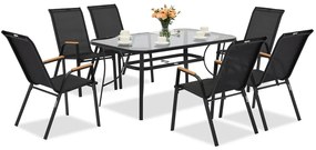 Modena/Bitonto Wood zwarte tuintafel voor 6 personen Garden Point