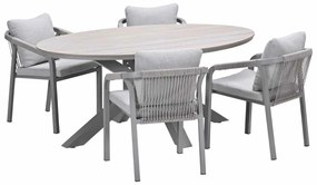 Garden Impressions Tarera tuinset 5-delig dakar sand - Tulli tuintafel 180x115 cm - light teak vironwood