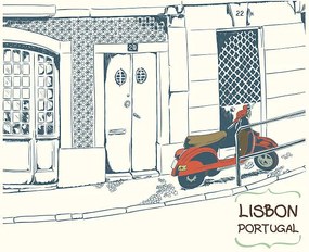 Ilustratie Lisbon street sketch, tasza_natasha