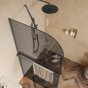 Saniclear Dawn afgeronde inloopdouche 80cm verouderd ijzer met rookglas en handdoekhouder