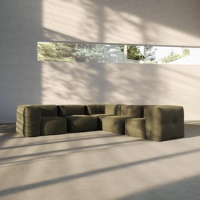 Soft Zitzak Indoor 5 Seater Hoekbank - Corduroy Olive