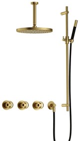 Hotbath Cobber IBSW70 Regendoucheset inbouw - 15cm plafondarm - 30cm ronde hoofddouche - staafhanddouche - glijstang - Geborsteld messing PVD IBSW70BBP257