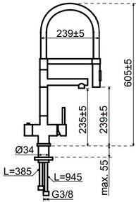 Selsiuz Inox XL kokend water kraan met titanium combi extra boiler gunmetal