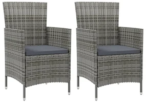 vidaXL Tuinstoelen 2 st met kussens poly rattan grijs