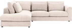 Goossens Bank Ravenia beige, stof, 2,5-zits, stijlvol landelijk met ligelement links