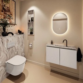 Mondiaz Ture DLux toiletmeubel 80cm linen met wastafel glace midden met kraangat