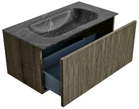 Mondiaz Kurve-dlux 90cm badmeubel shadow met 1 lade en wastafel big small midden zonder kraangat lava