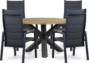 Tuinset 4 personen 120 cm Aluminium Grijs Lifestyle Garden Furniture Essence/Rockville