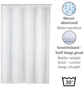 Wenko anti-schimmel douchegordijn 120x200cm polyester uni wit inclusief ringen