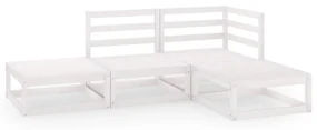 vidaXL 4-delige Loungeset massief grenenhout wit