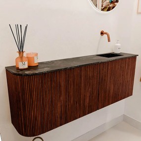 Mondiaz Joya DLux 110cm toiletmeubel ronding links ruby met wastafel faye rechts zonder kraangat lava