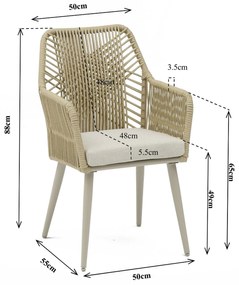 Tuinset Ronde Tuintafel 6 personen 160 cm Aluminium/wicker Taupe  Coco Vedra/Sand