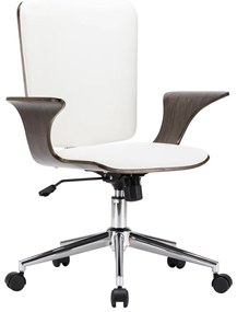 vidaXL Kantoorstoel draaibaar kunstleer en gebogen hout wit