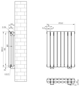 Eastbrook Tunstall dubbele radiator 50x60cm 734W wit mat