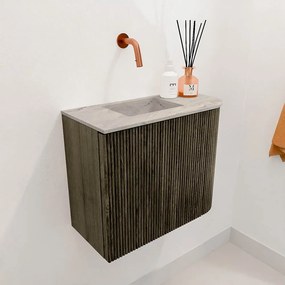 Mondiaz Joya DLux 50cm toiletmeubel ronding rechts shadow met wastafel faye links zonder kraangat glace