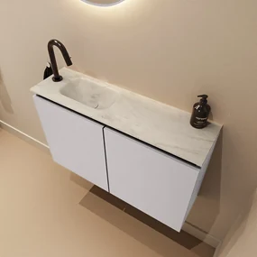 Mondiaz Ture DLux toiletmeubel 80cm cale met wastafel opalo links met kraangat