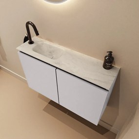 Mondiaz Ture DLux toiletmeubel 80cm cale met wastafel opalo links met kraangat