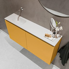 Mondiaz Ture 100cm toiletmeubel ocher met wastafel talc links geen kraangat