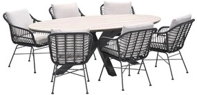 Garden Impressions Lucas tuinset zwart 7-delig - Tulli tuintafel 220x115 cm