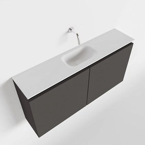 Mondiaz Ture 100cm toiletmeubel dark grey met wastafel talc midden geen kraangat