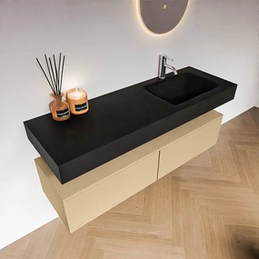 Zaro Alan badmeubel 140cm sand 2 lades met vrijhangende wastafel cloud rechts 1 kraangat urban
