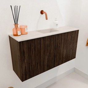 Mondiaz Joya DLux 80cm toiletmeubel walnut met wastafel faye midden zonder kraangat meli