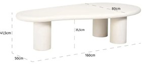 Richmond Interiors Bloomstone Salontafel Wit Organische Vorm - 160 X 80cm.