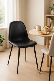 Zwarte Teok Vintage Kunstlederen Stoel