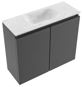 Mondiaz Ture DLux toiletmeubel 60cm dark grey met wastafel opalo midden met kraangat