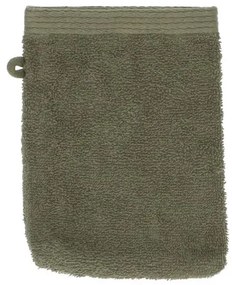 Washandje, Recycled katoen, Donker olijfgroen, 15 x 21 cm