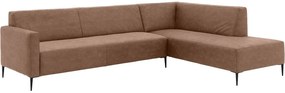 Goossens Bank Key West bruin, micro leer, 3-zits, modern design met ligelement rechts