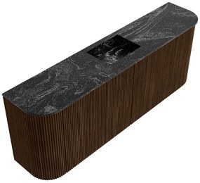 Mondiaz Joya DLux 115cm toiletmeubel ronding links/rechts walnut met wastafel faye midden zonder kraangat lava