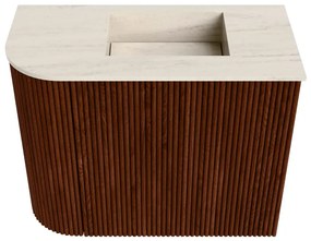 Mondiaz Joya DLux 50cm toiletmeubel ronding links ruby met wastafel faye rechts zonder kraangat meli