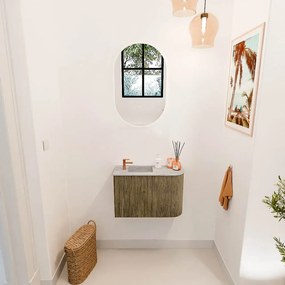 Mondiaz Joya DLux 60cm toiletmeubel ronding rechts dusk met wastafel faye links 1 kraangat glace