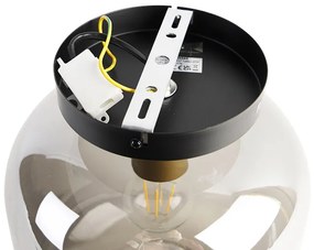 Design plafondlamp zwart met goud en smoke glas - Zuzanna
