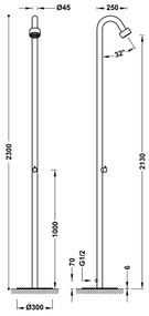 Tres Fuera buitendouche 1-wegs met mengkraan 230cm RVS