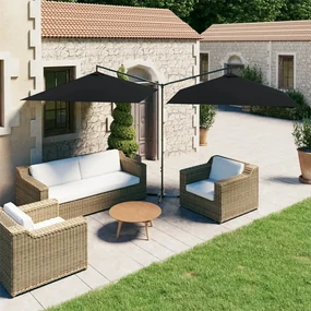 vidaXL Parasol dubbel met stalen paal 600x300 cm zwart